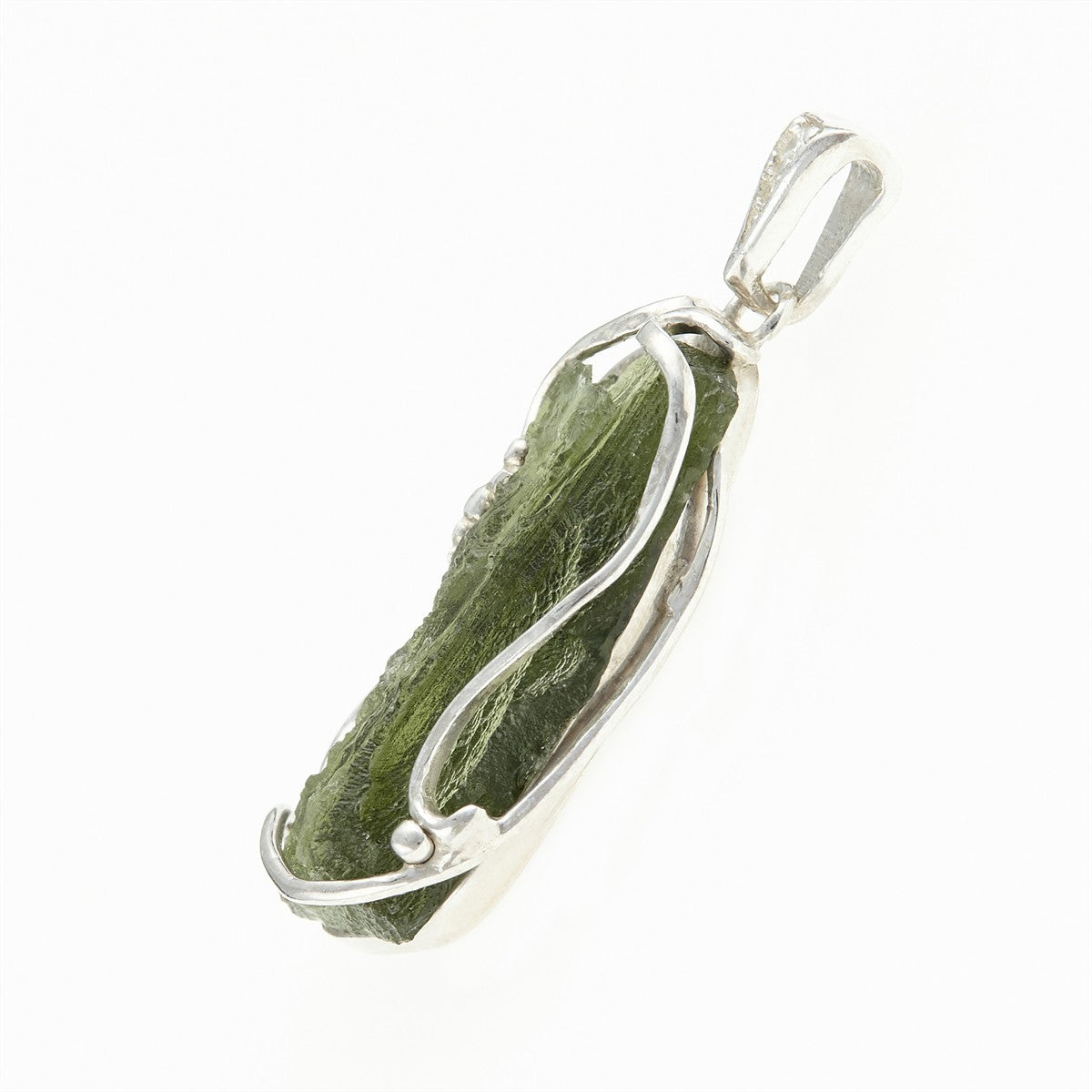 Silver pendant with moldavite and zirconias 26-192
