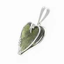 Ciondolo in argento con moldavite e zircone - cuore - 26-199