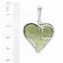 Ciondolo in argento con moldavite e zircone - cuore - 26-199
