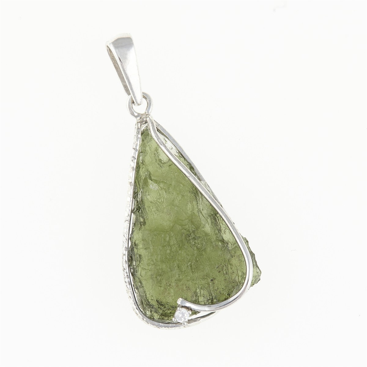 Silver pendant with a moldavite und zircon 26-208