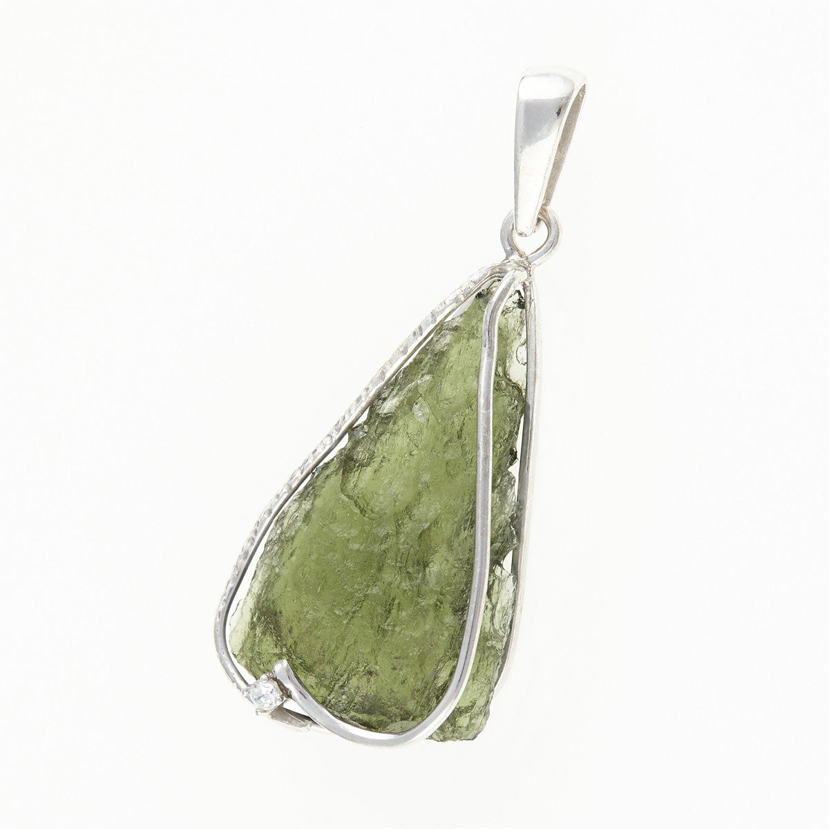 Silver pendant with a moldavite und zircon 26-208