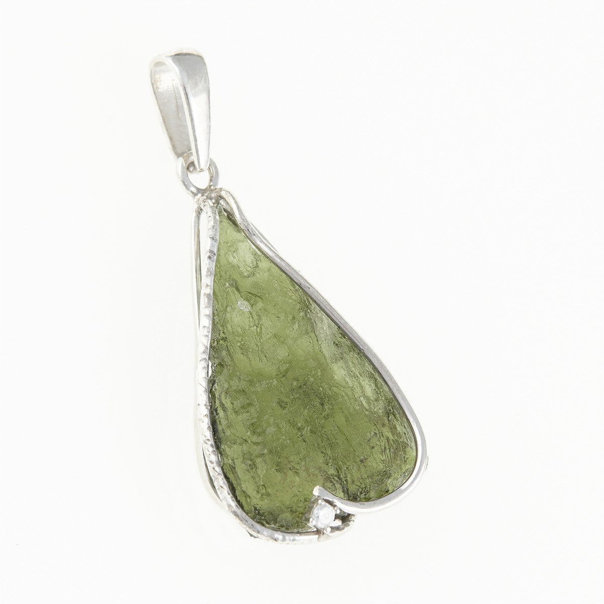 Silver pendant with a moldavite und zircon 26-208