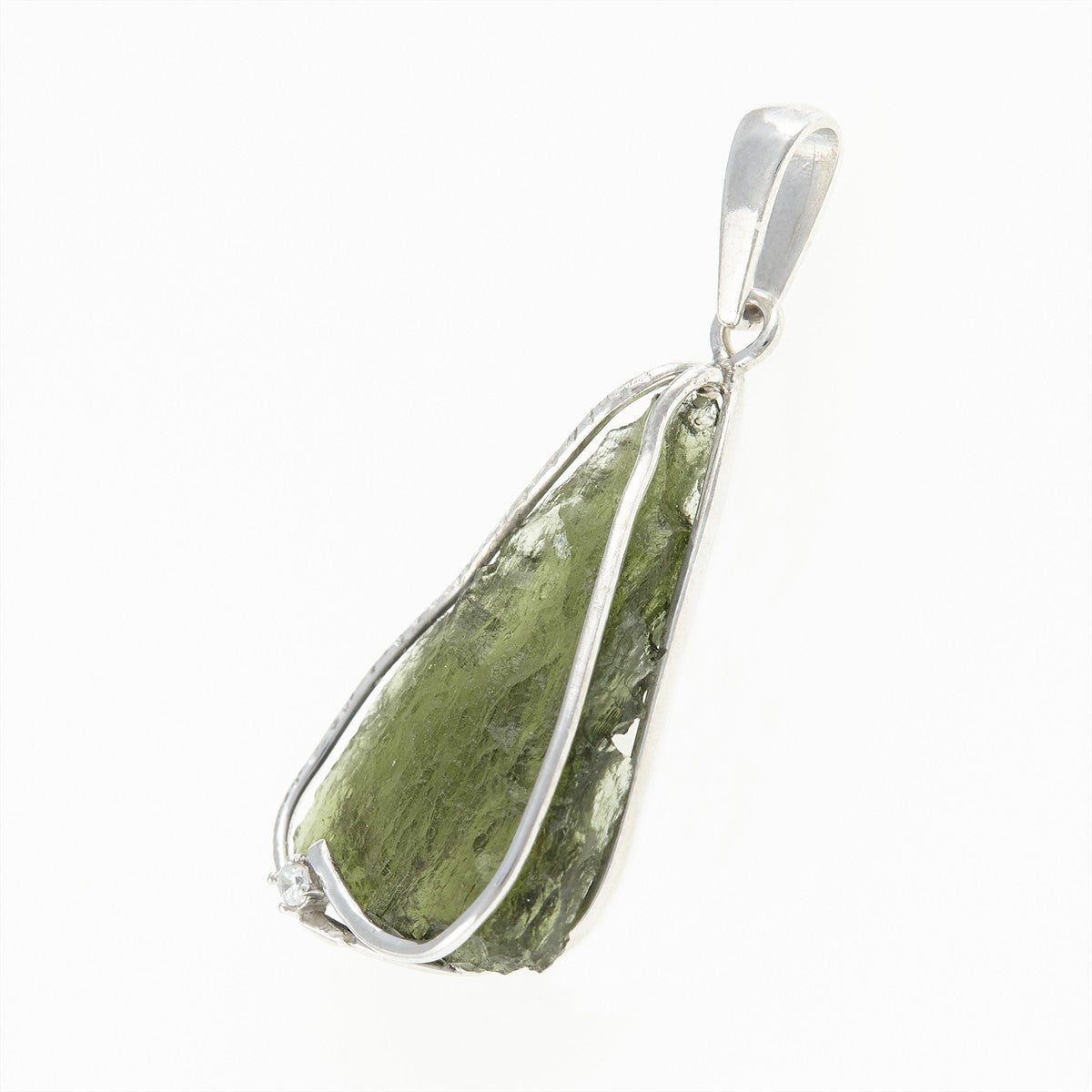 Silver pendant with a moldavite und zircon 26-208