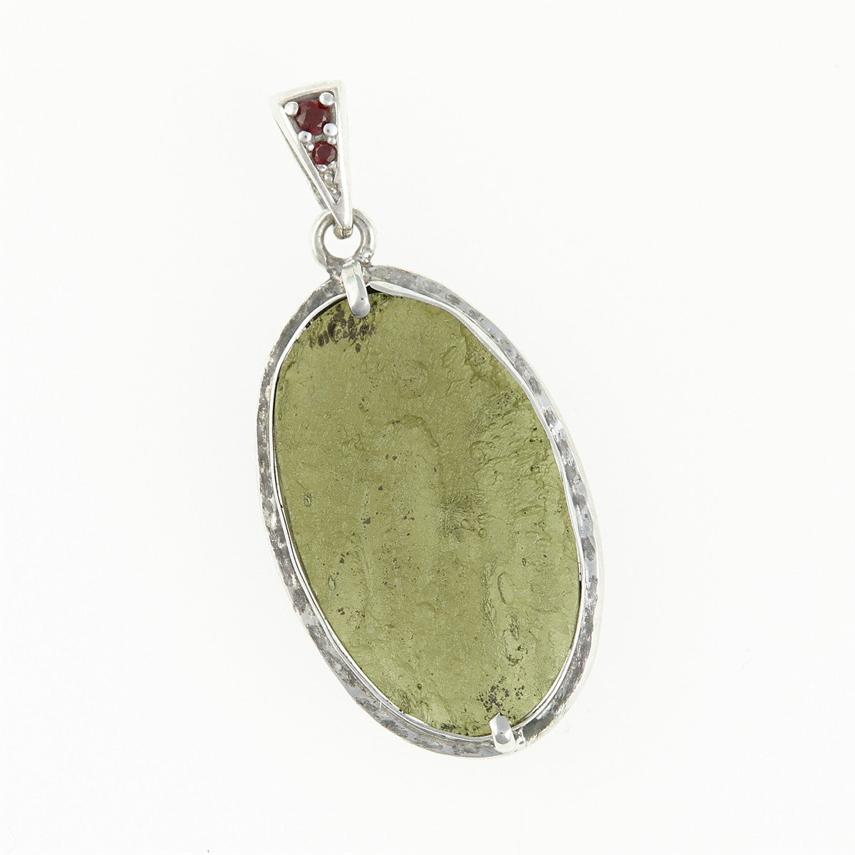 Silver pendant with moldavite and garnets 26-211