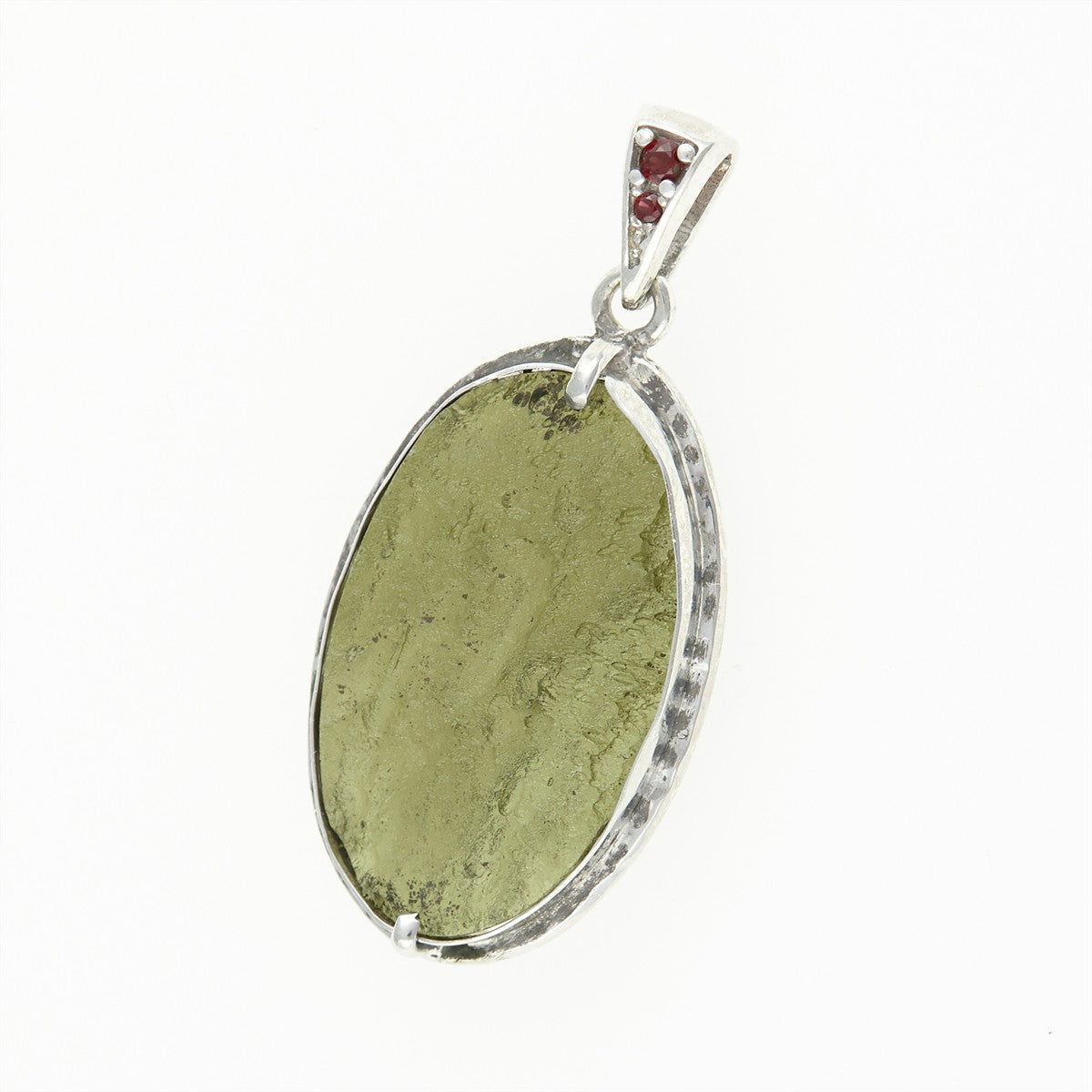 Silver pendant with moldavite and garnets 26-211