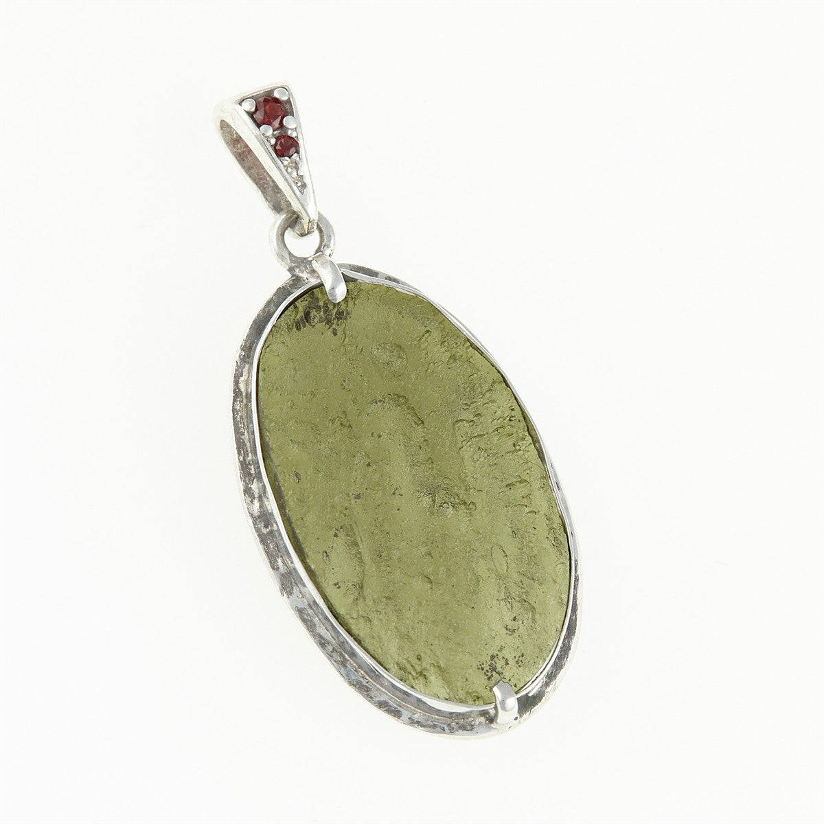 Silver pendant with moldavite and garnets 26-211