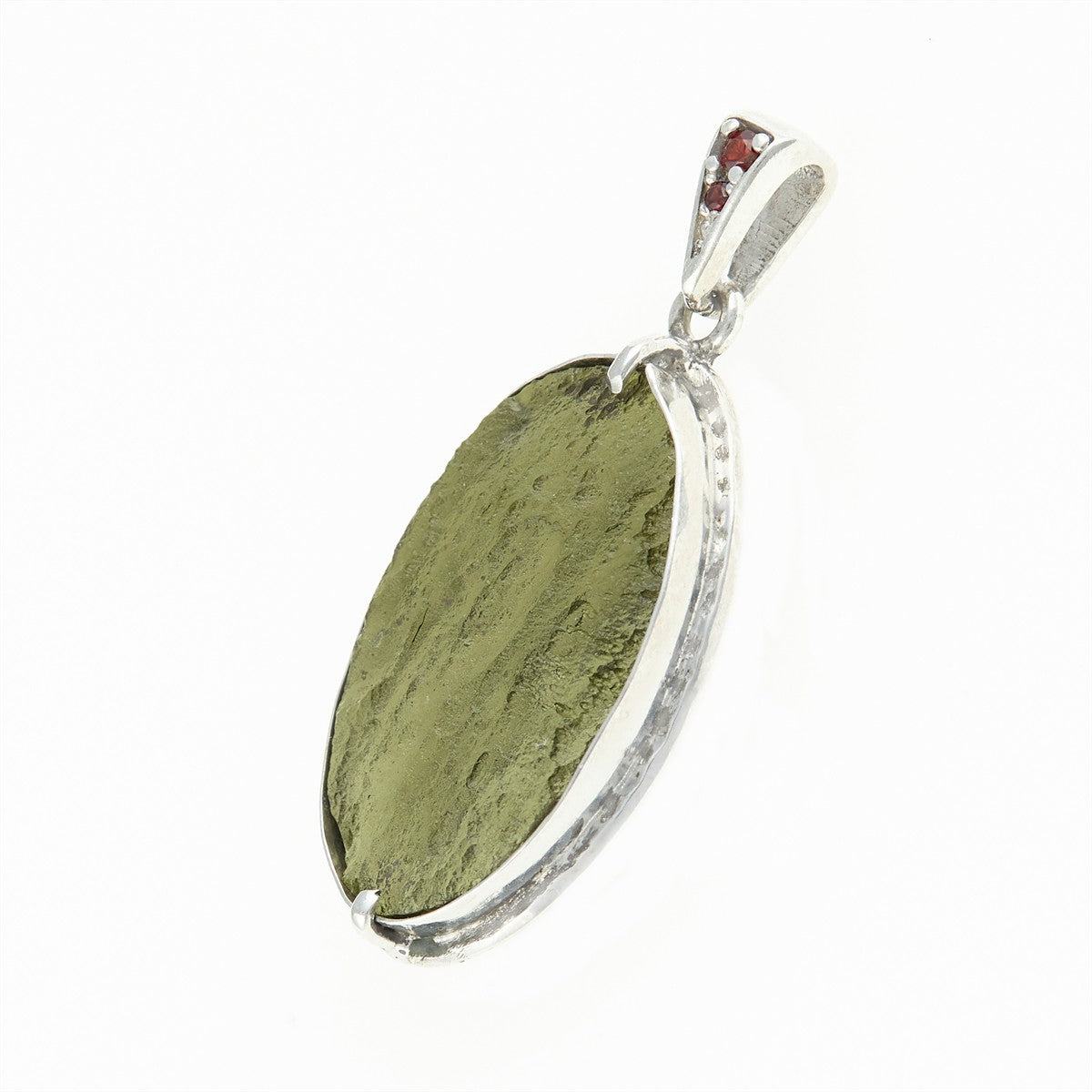 Silver pendant with moldavite and garnets 26-211