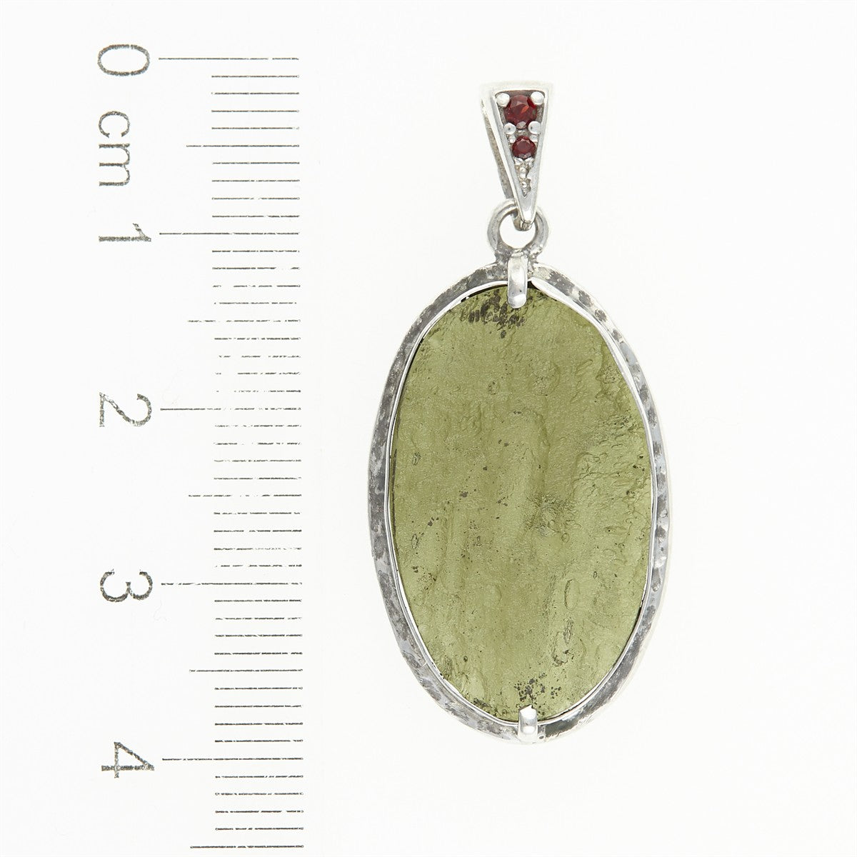 Silver pendant with moldavite and garnets 26-211