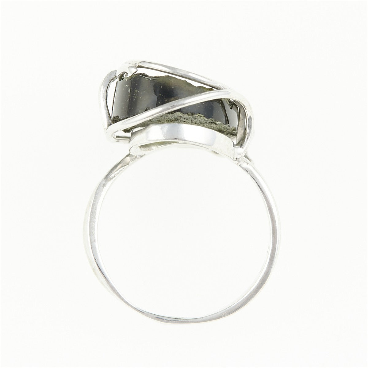 Silver ring with natural moldavite 26-216