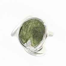 Silver ring with natural moldavite 26-217