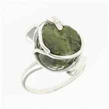 Silver ring with natural moldavite 26-217