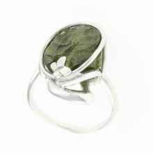 Silver ring with natural moldavite 26-217