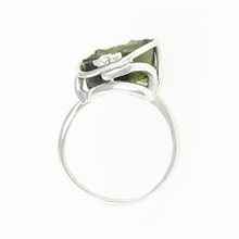 Silver ring with natural moldavite 26-217