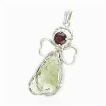 Ciondolo in argento con moldavite e granato - angelo 26-218