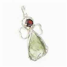Ciondolo in argento con moldavite e granato - angelo 26-218