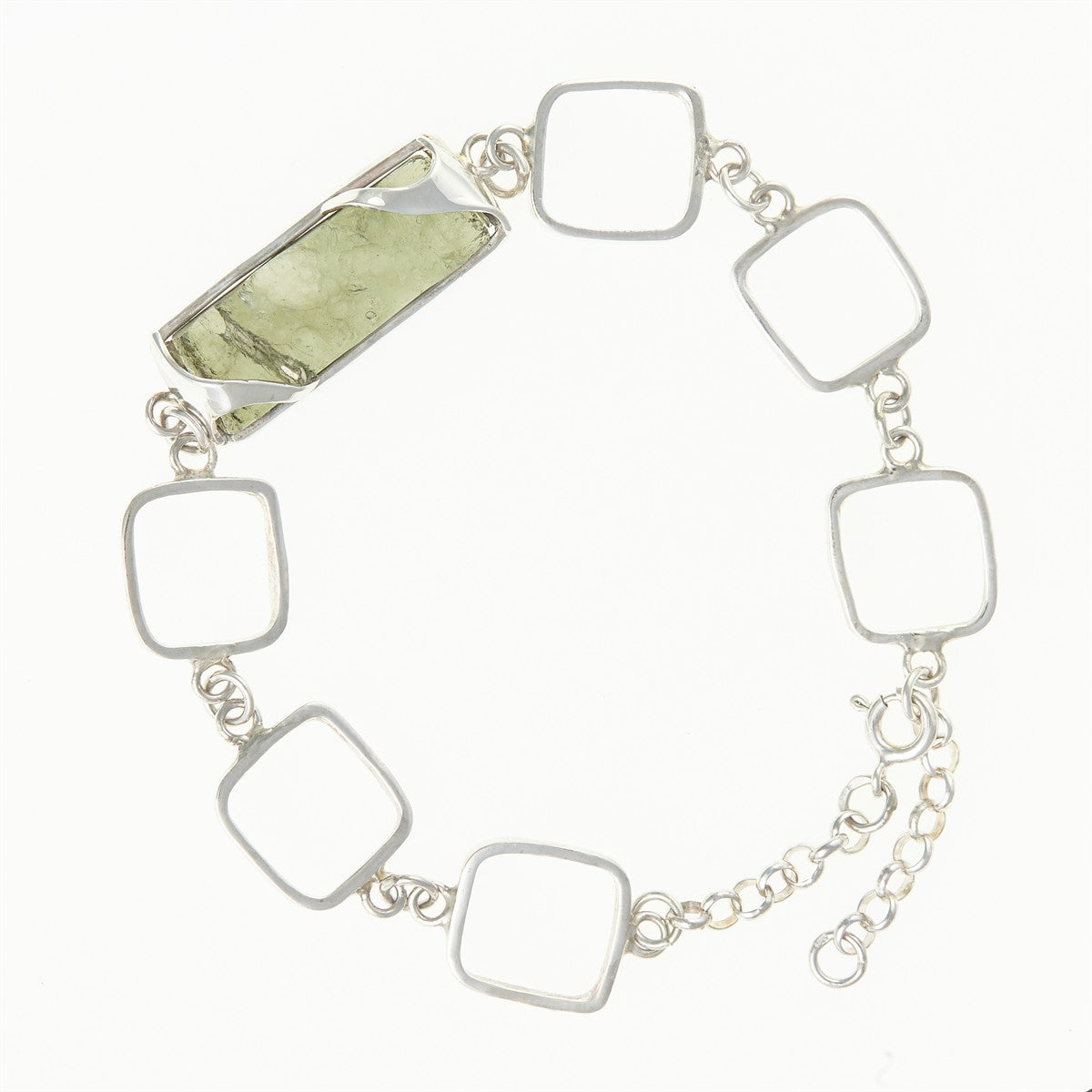 Silver bracelet with moldavite MS26-225