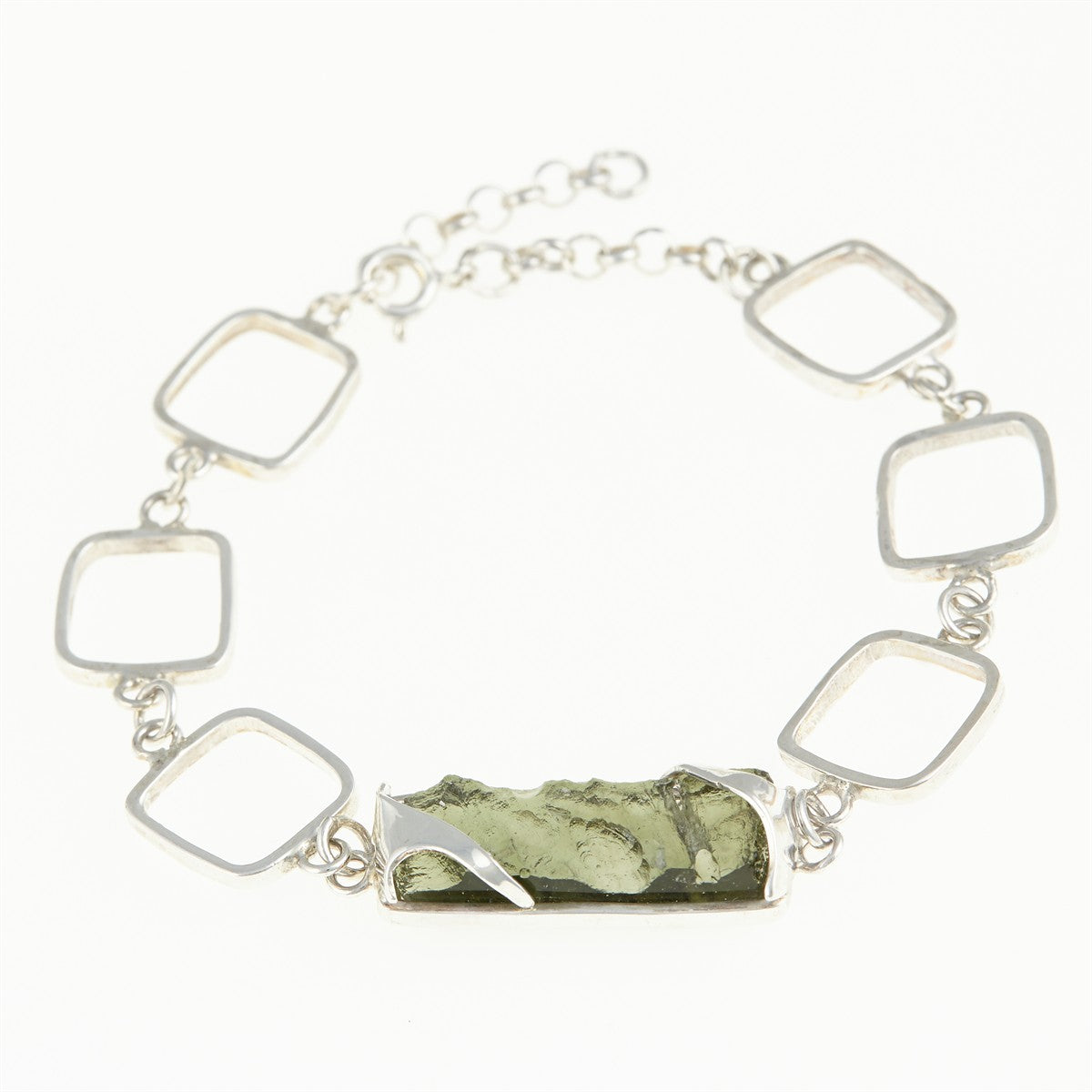 Silver bracelet with moldavite MS26-225