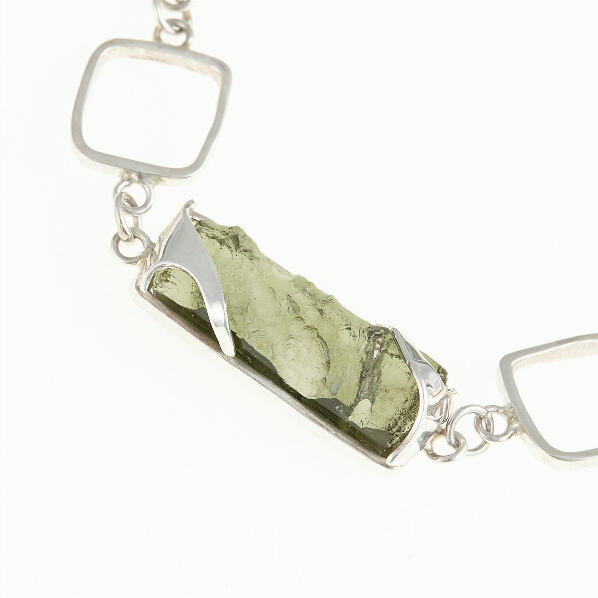 Silver bracelet with moldavite MS26-225