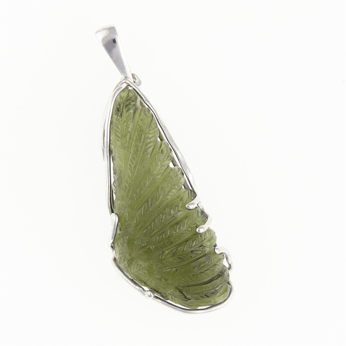 Silver pendant with moldavite - wing 26-244