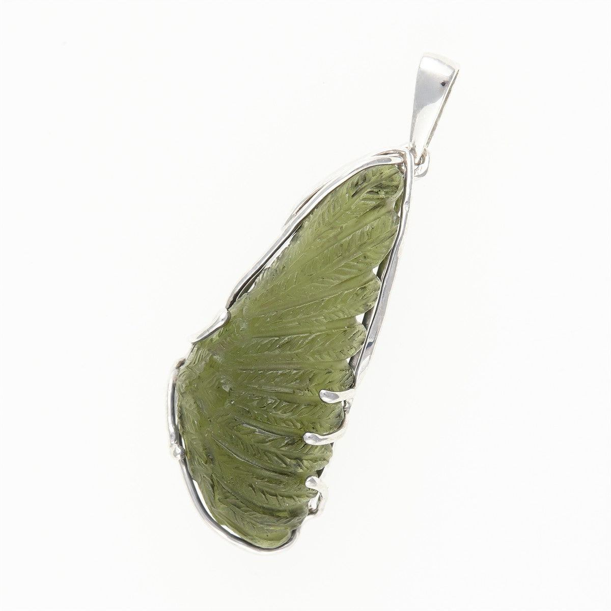 Silver pendant with moldavite - wing 26-244