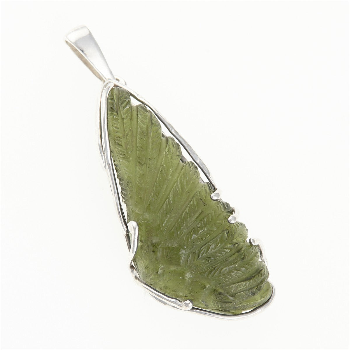 Silver pendant with moldavite - wing 26-244