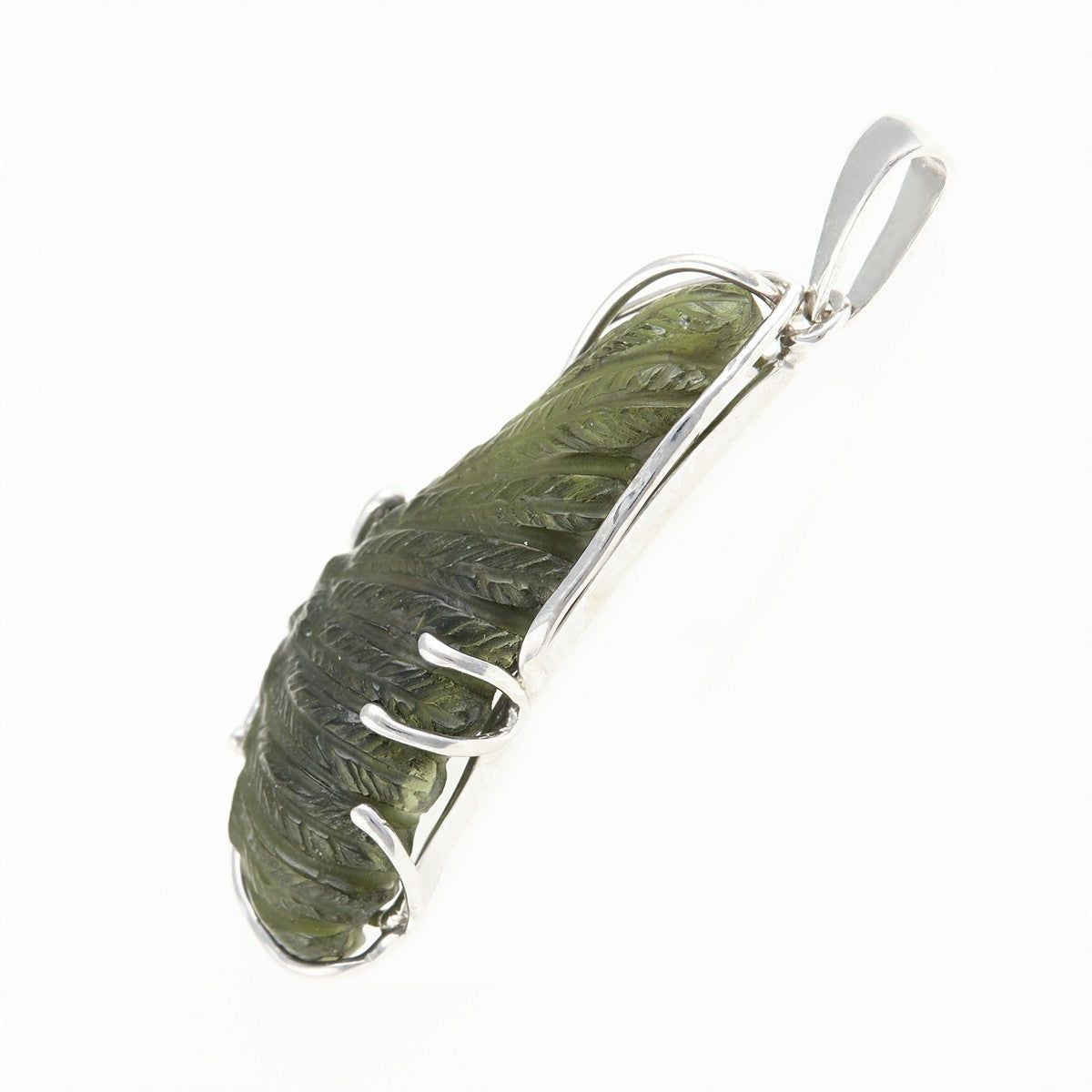 Silver pendant with moldavite - wing 26-244
