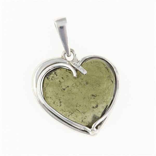 Ciondolo Argento con moldavite - cuore 26-254