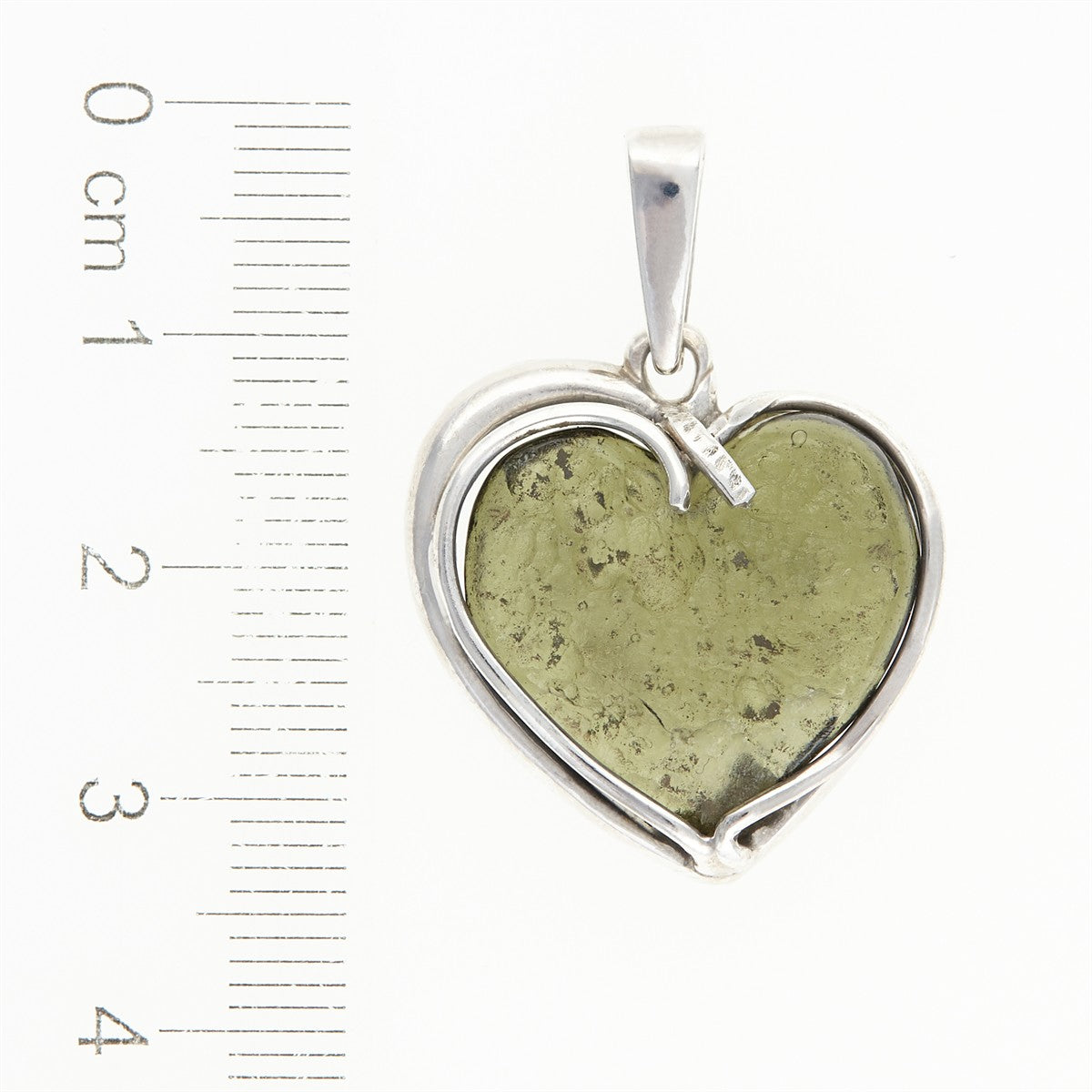 Silver pendant with moldavite - heart 26-254