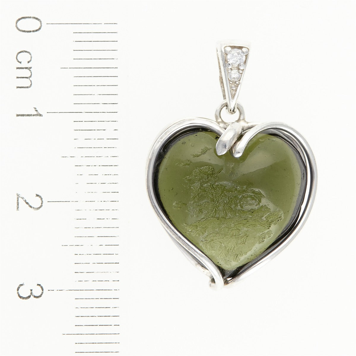 Silver pendant with moldavite and zirconia 26-255
