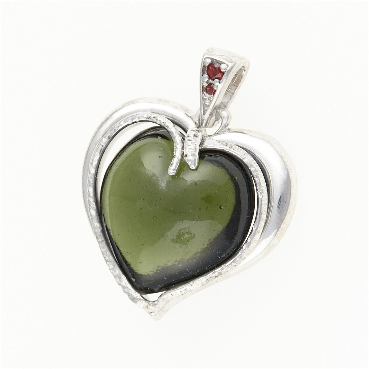 Silver pendant with moldavite and garnets 26-256
