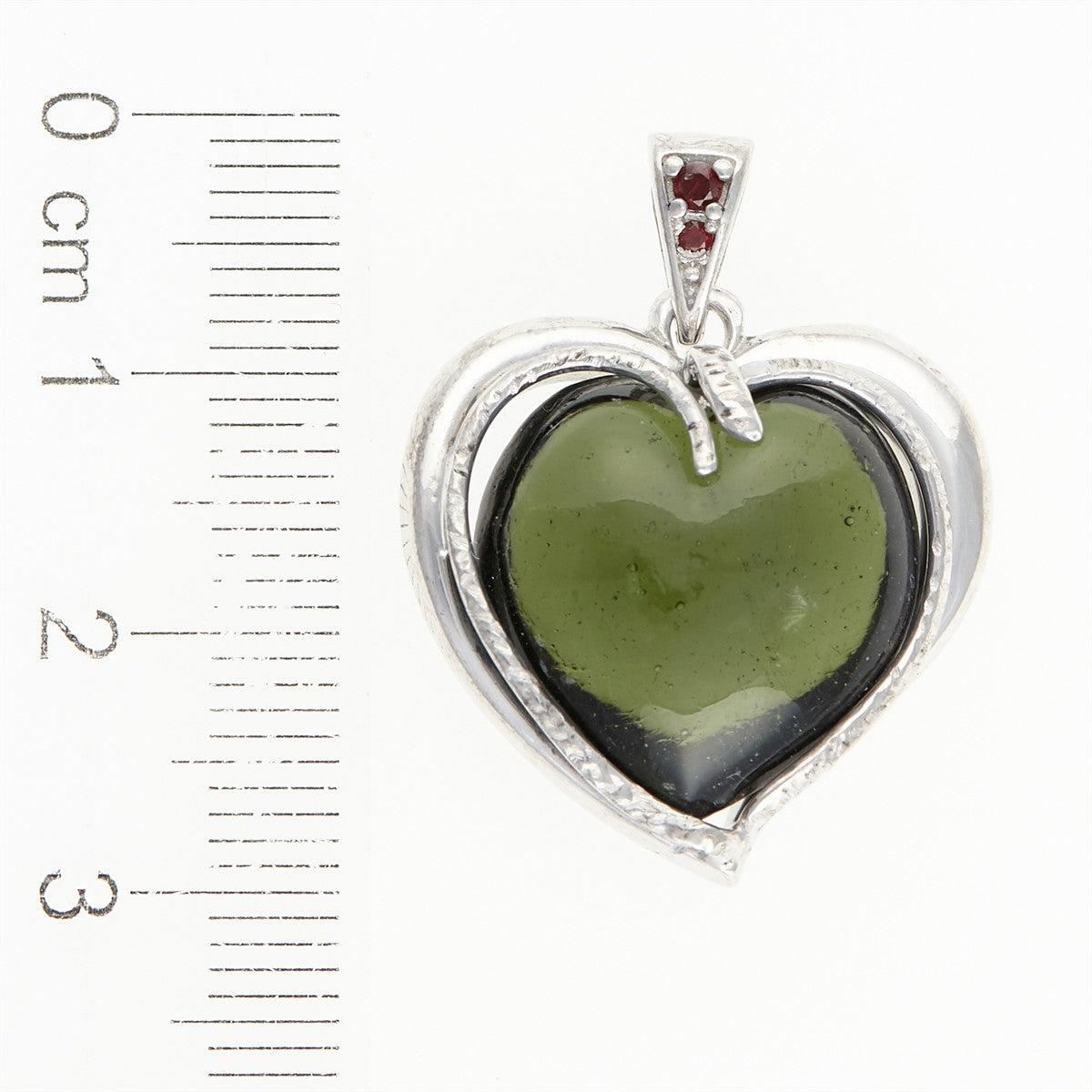 Silver pendant with moldavite and garnets 26-256