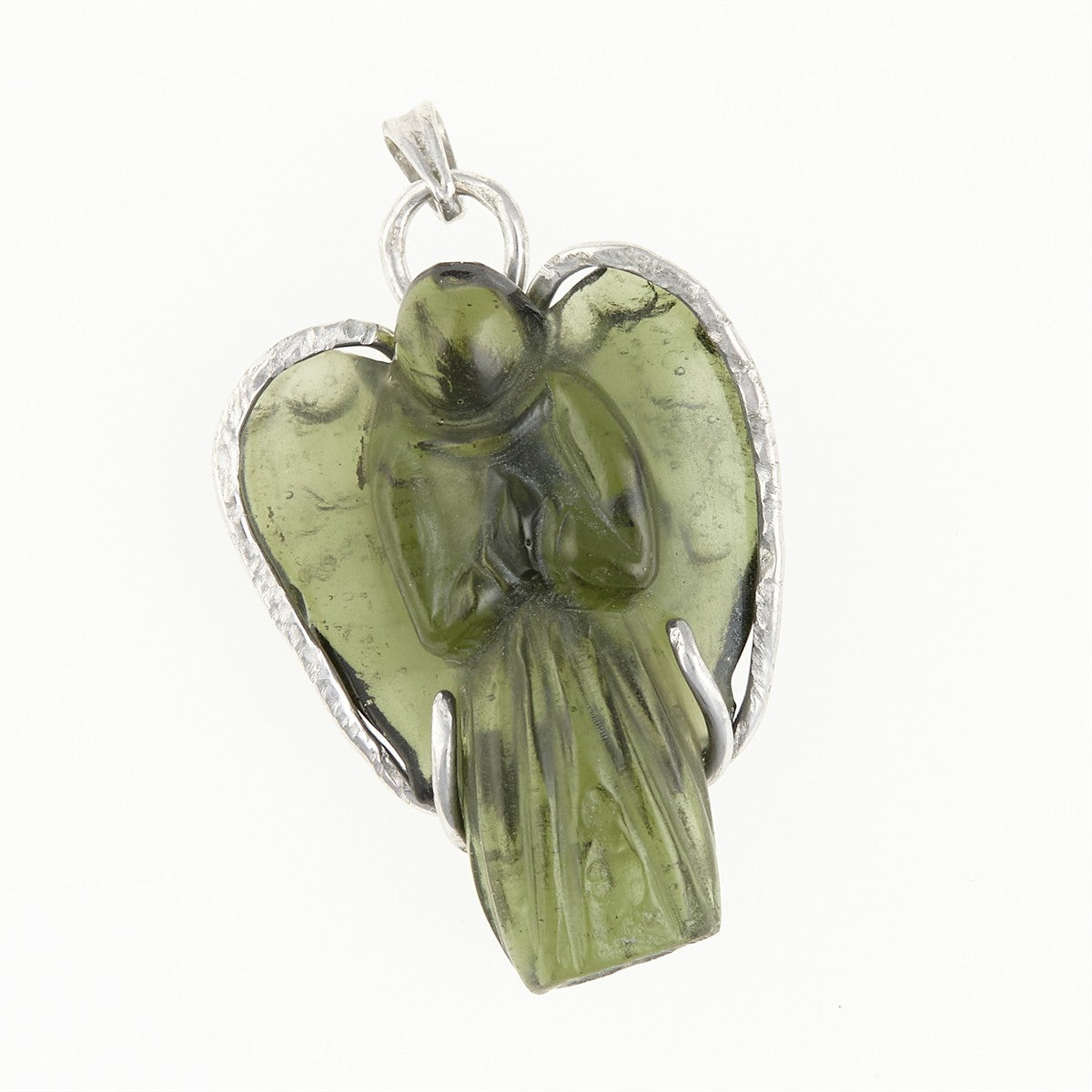 Silver pendant with moldavite - angel 26-258