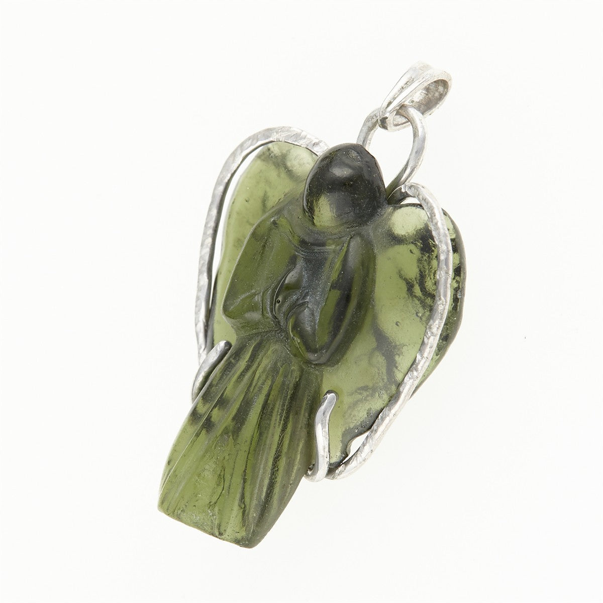 Silver pendant with moldavite - angel 26-258