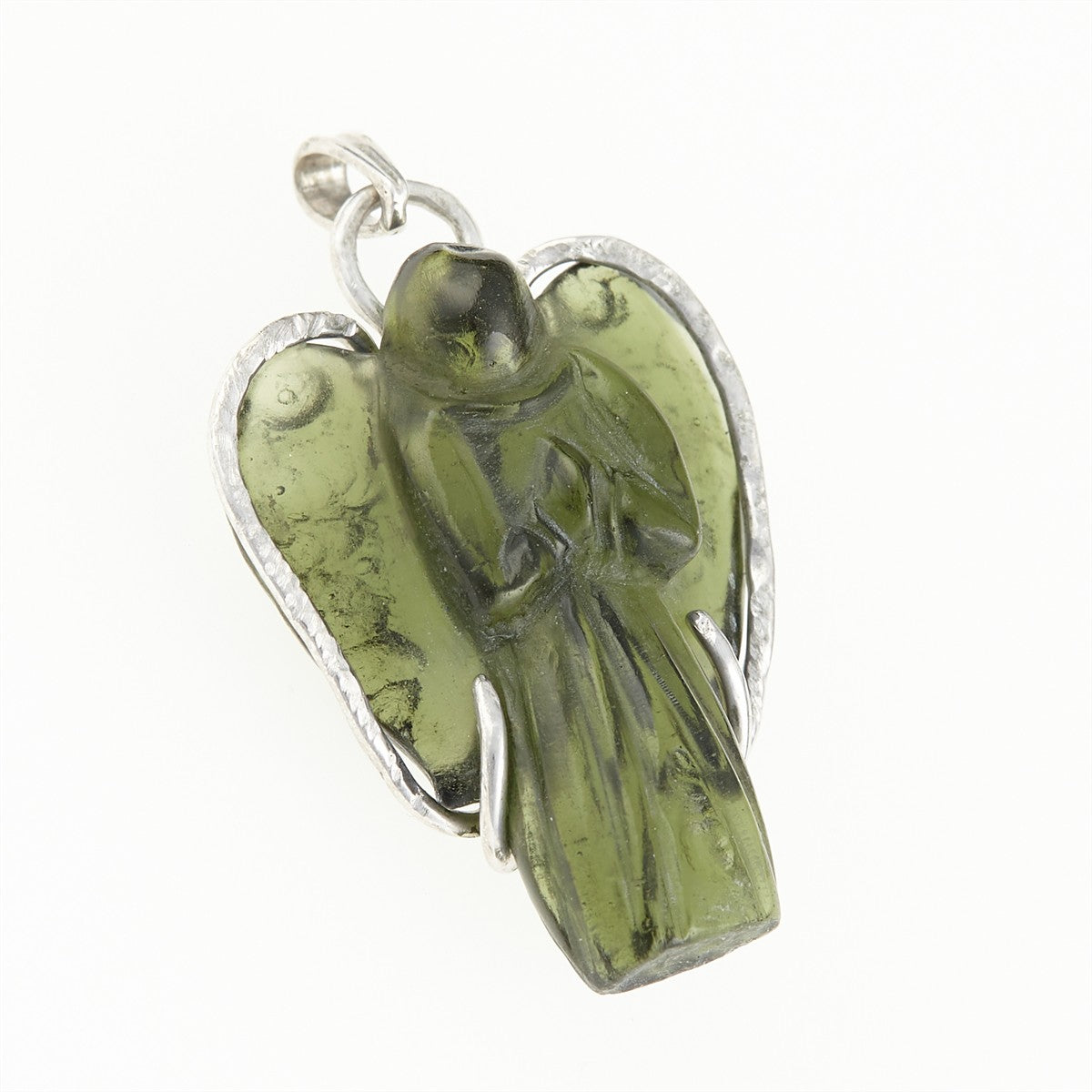 Silver pendant with moldavite - angel 26-258