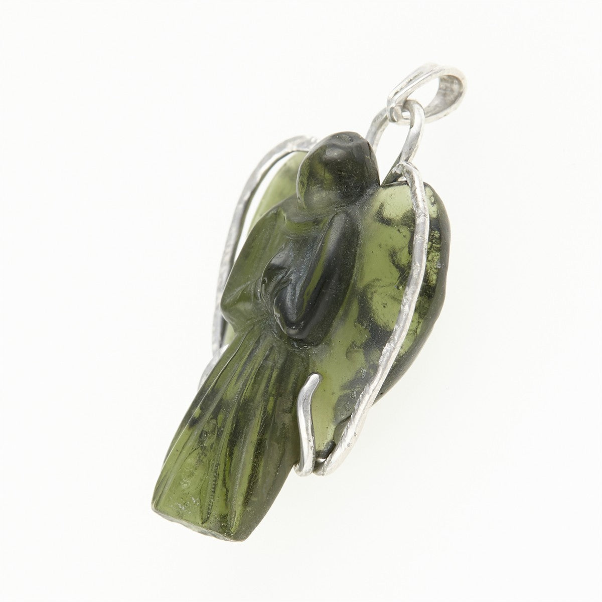 Silver pendant with moldavite - angel 26-258