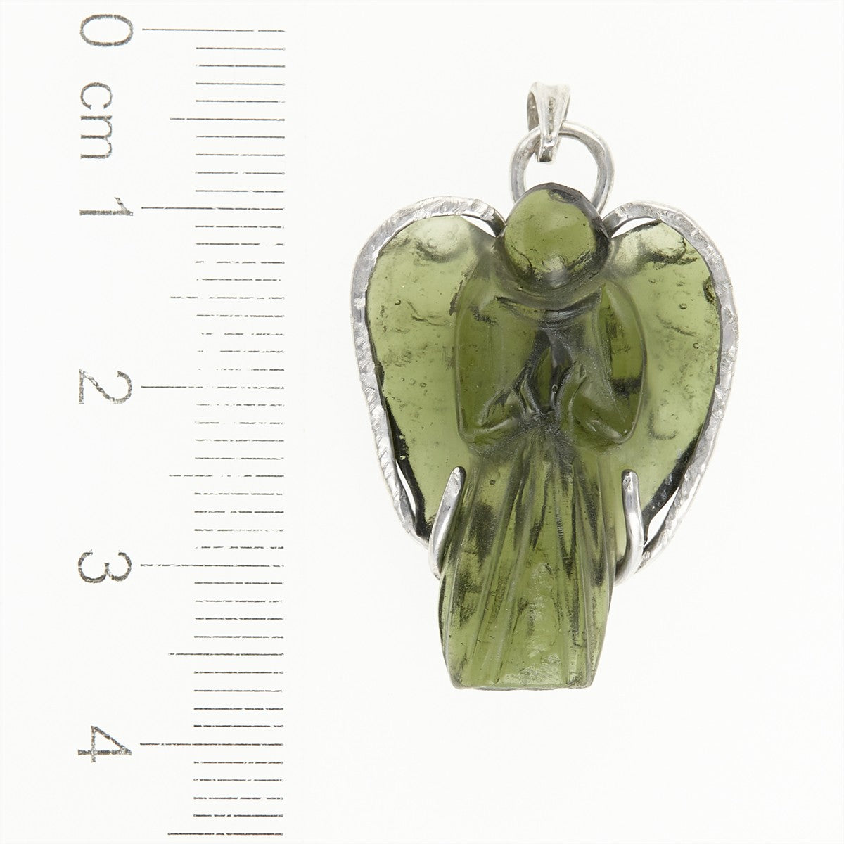 Silver pendant with moldavite - angel 26-258