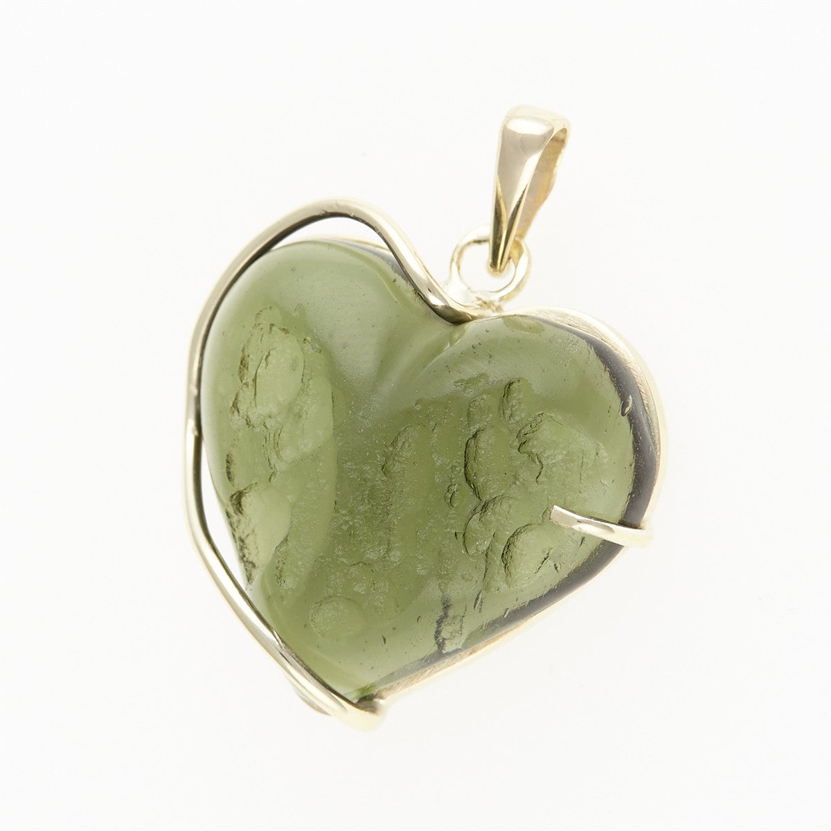 Golden pendant with a moldavite - heart 26-266