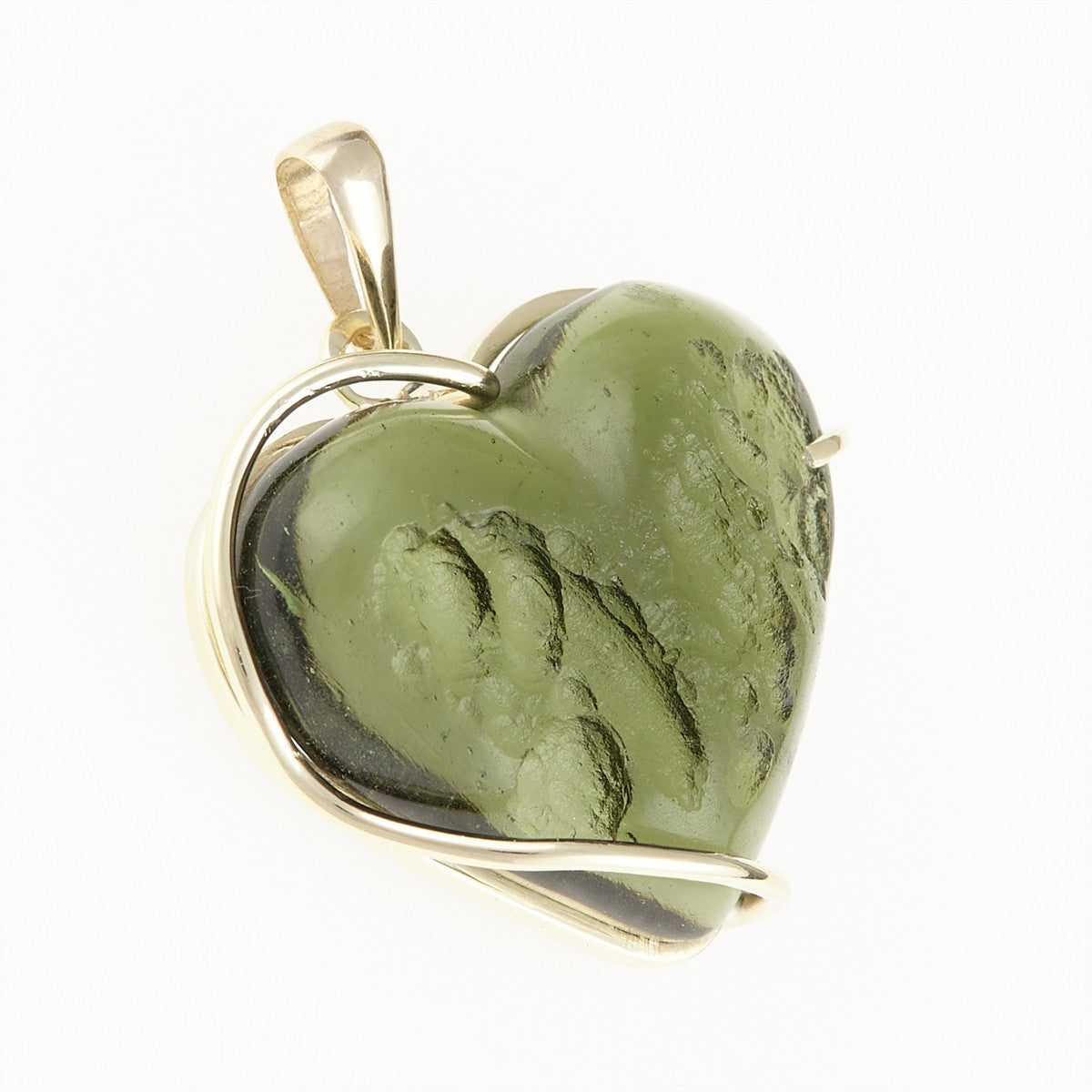 Golden pendant with a moldavite - heart 26-266