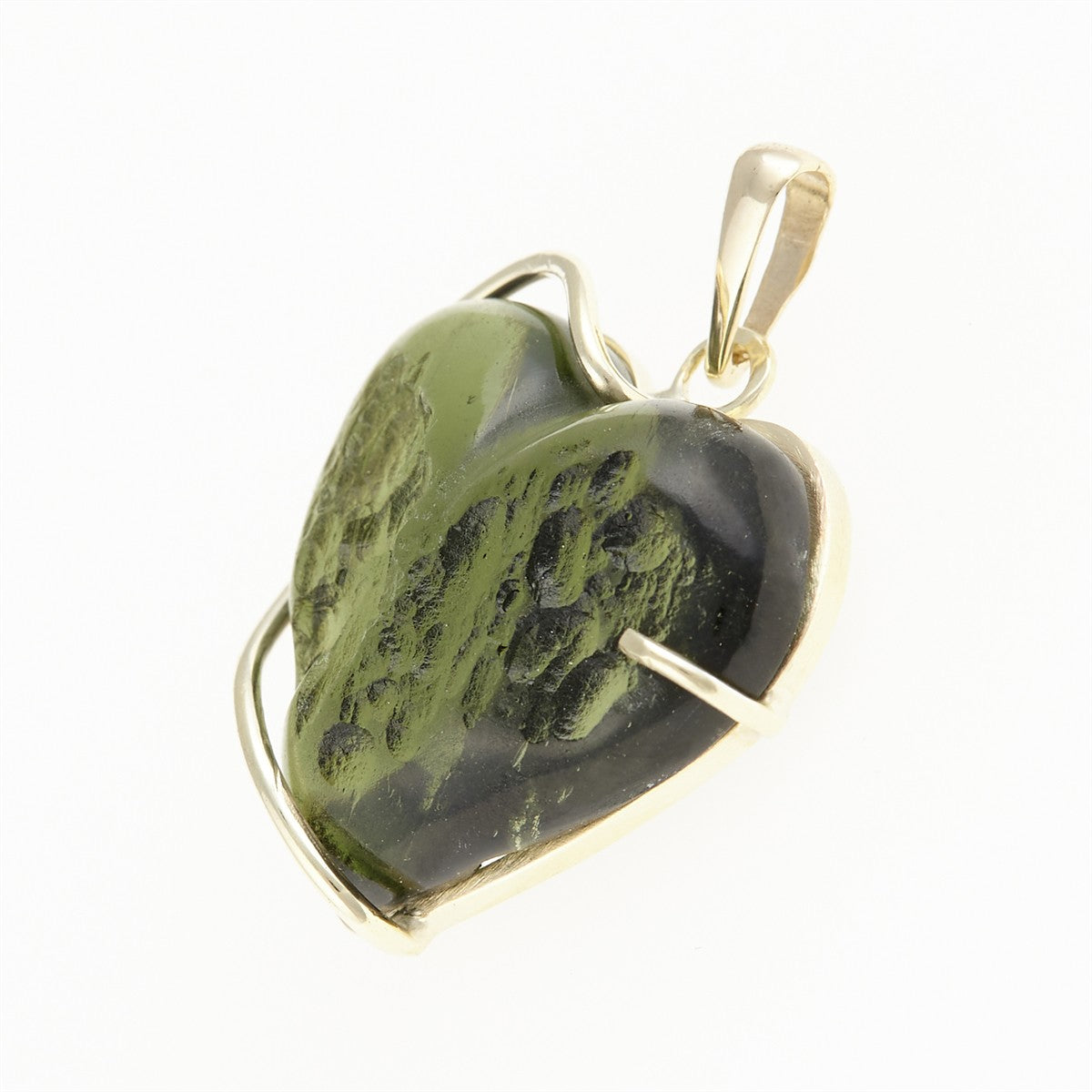 Golden pendant with a moldavite - heart 26-266