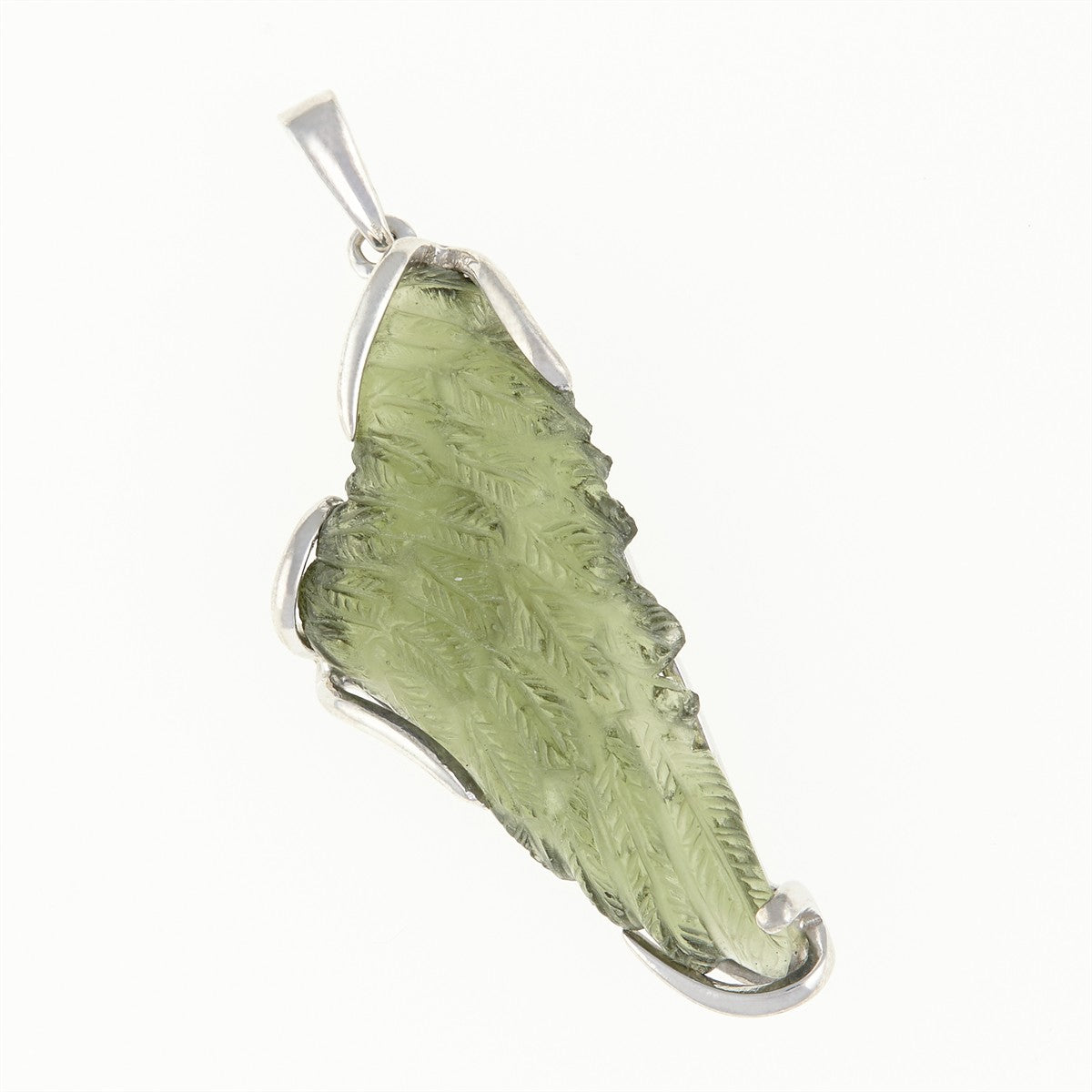 Silver pendant with moldavite - wing 26-272