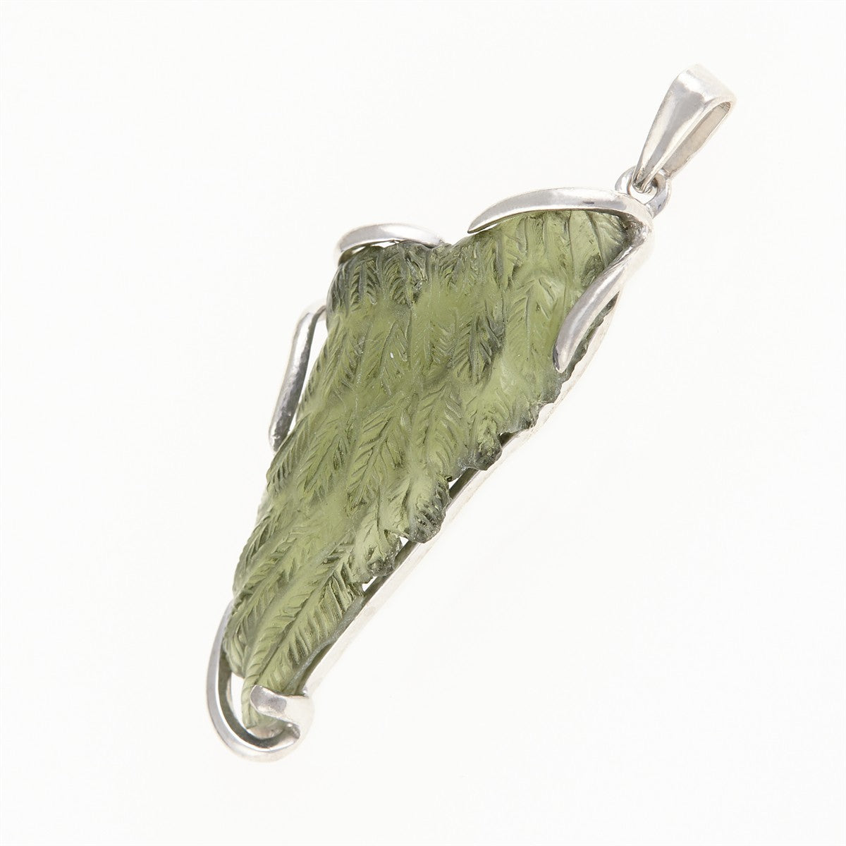Silver pendant with moldavite - wing 26-272