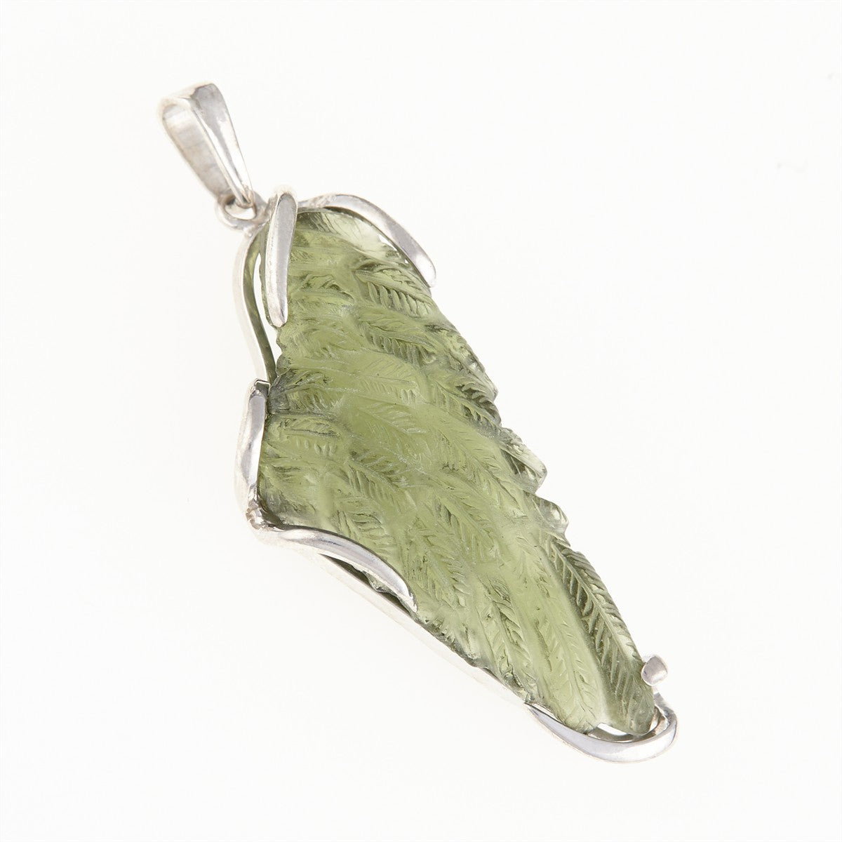 Silver pendant with moldavite - wing 26-272