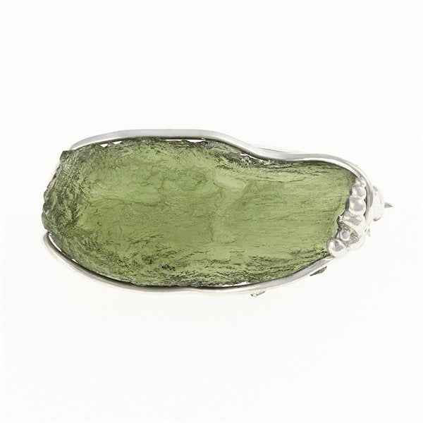 Spilla in argento con codice moldavite MS26-296