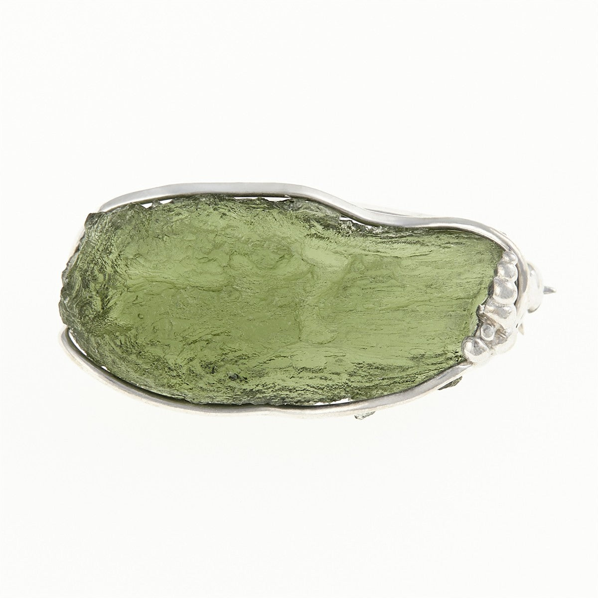 Silver brooch with moldavite MS26-296