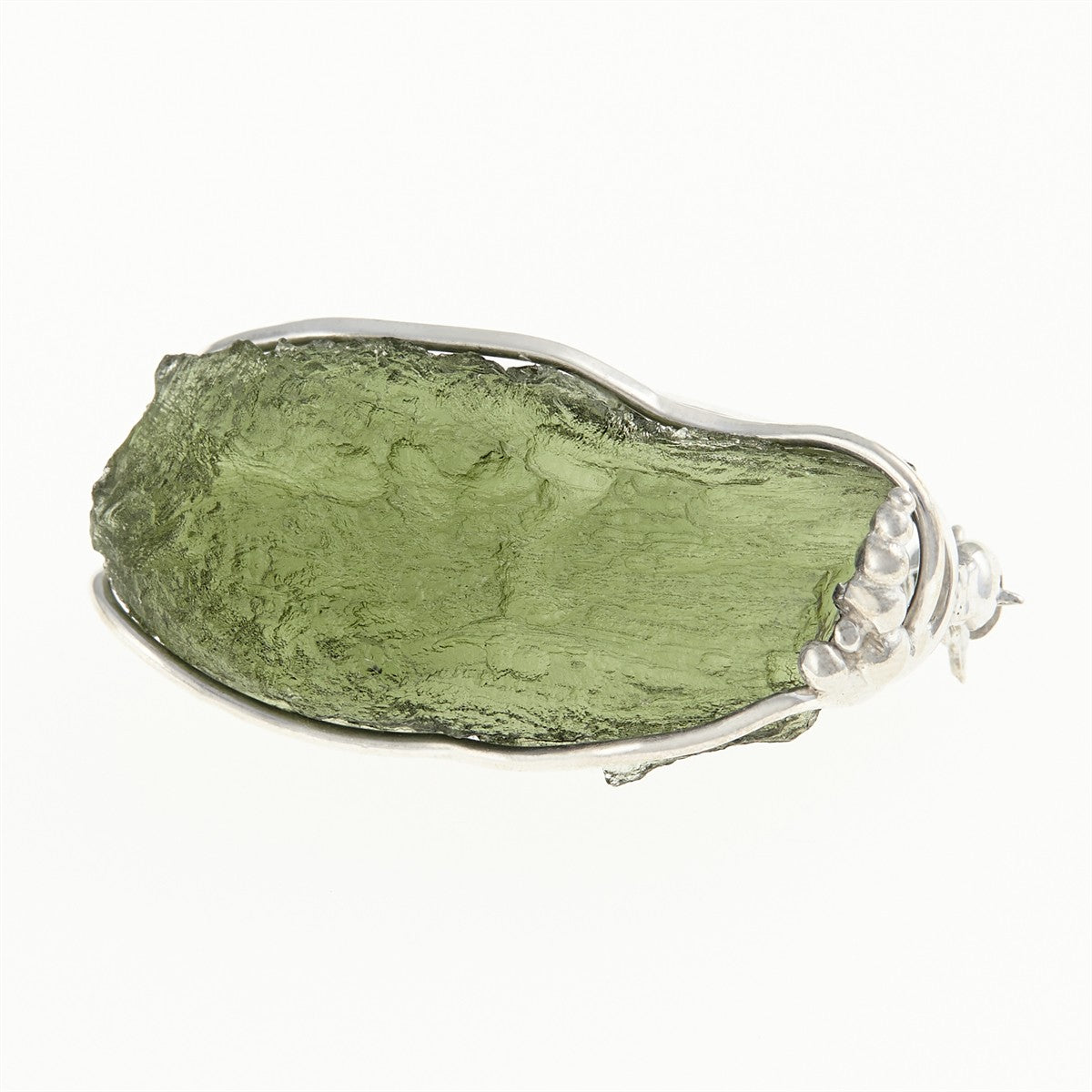 Silver brooch with moldavite MS26-296