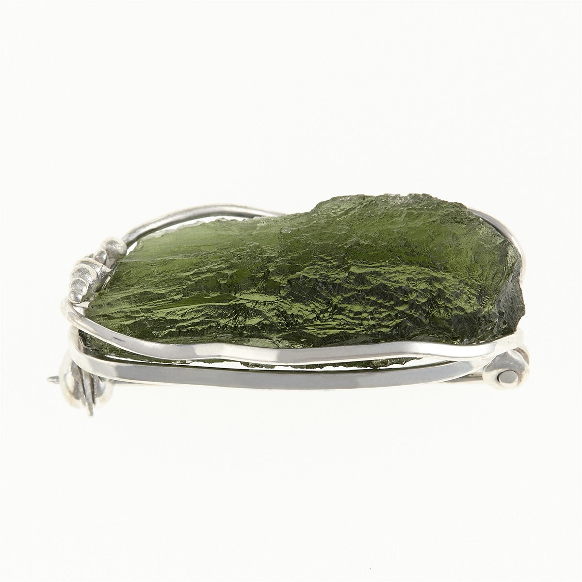 Silver brooch with moldavite MS26-296