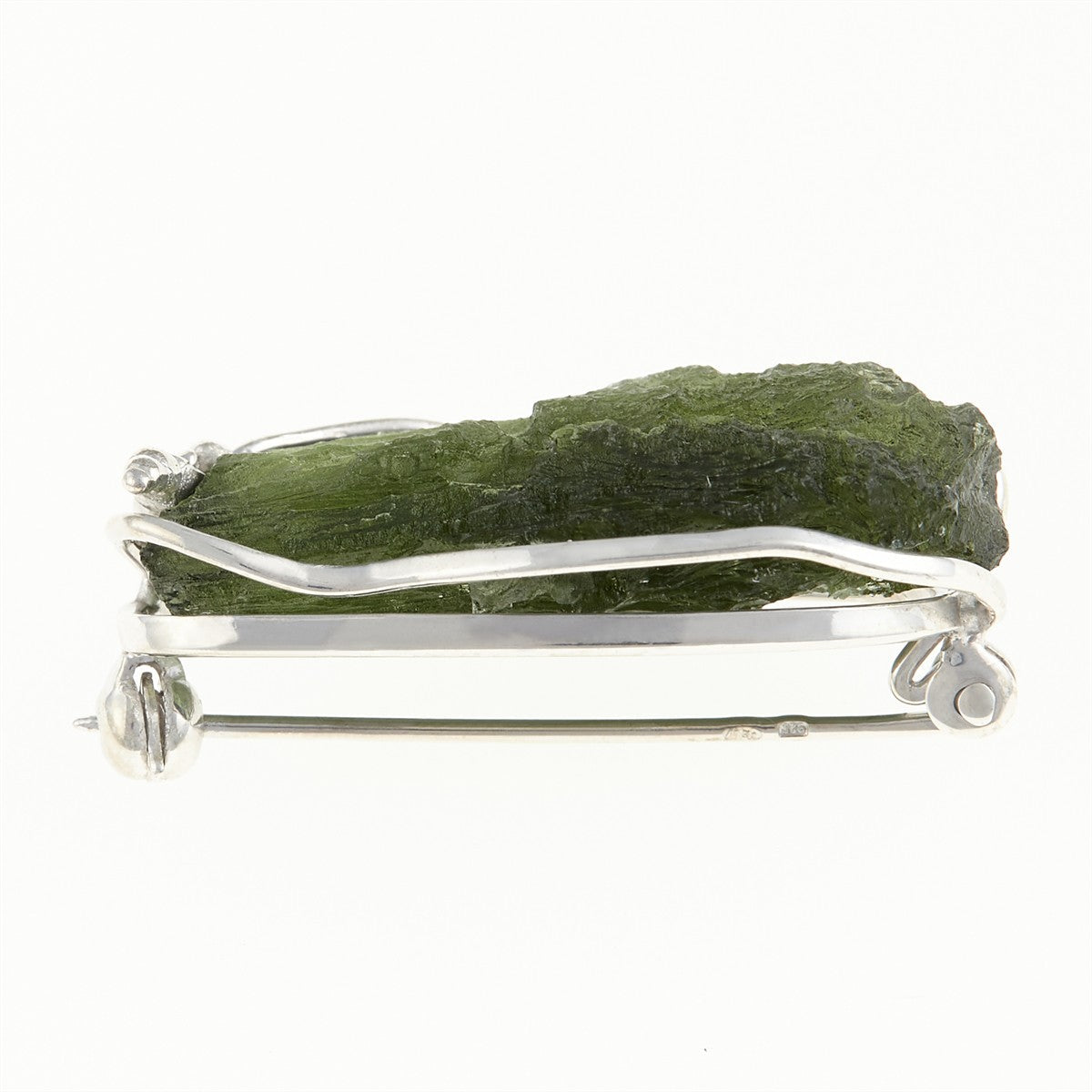 Silver brooch with moldavite MS26-296