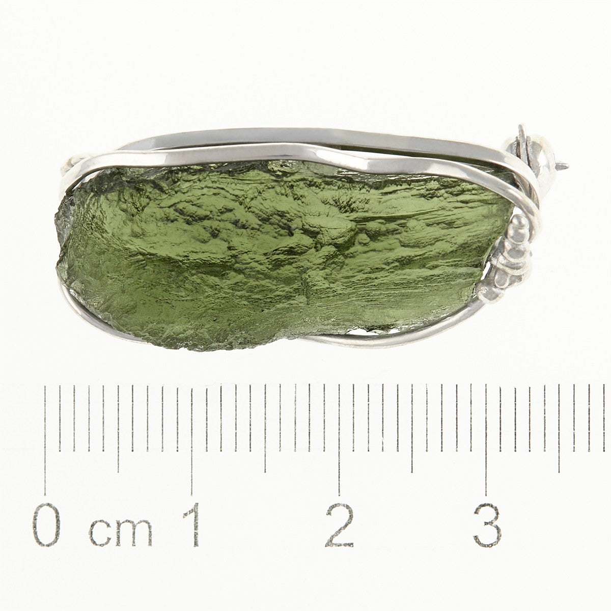 Silver brooch with moldavite MS26-296
