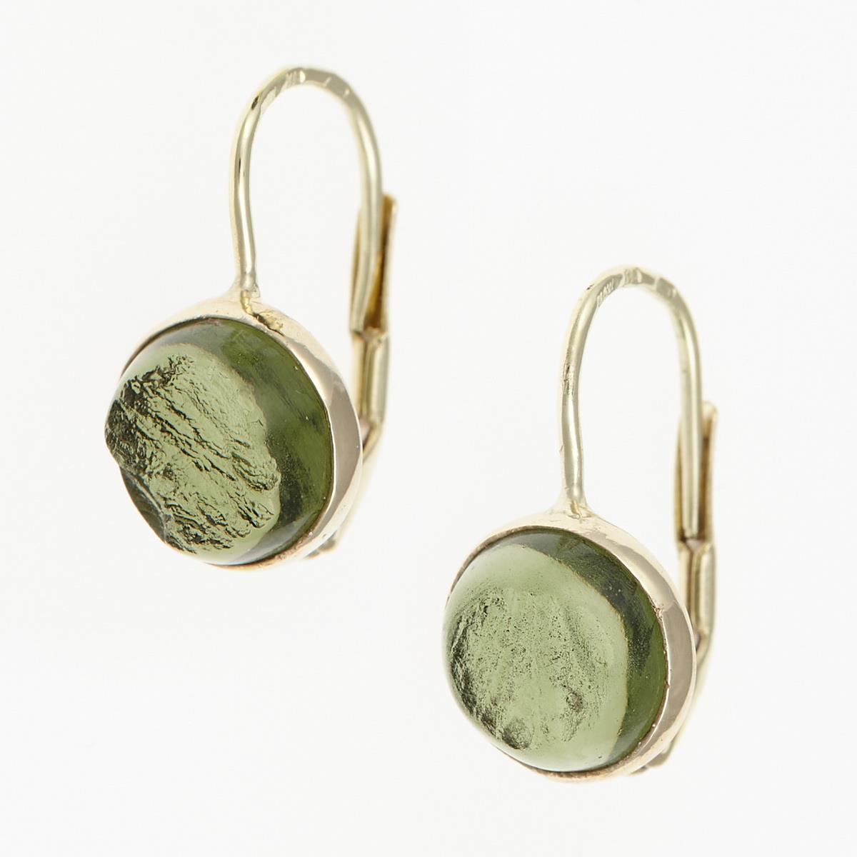 Gold earrings with moldavites MS26-298