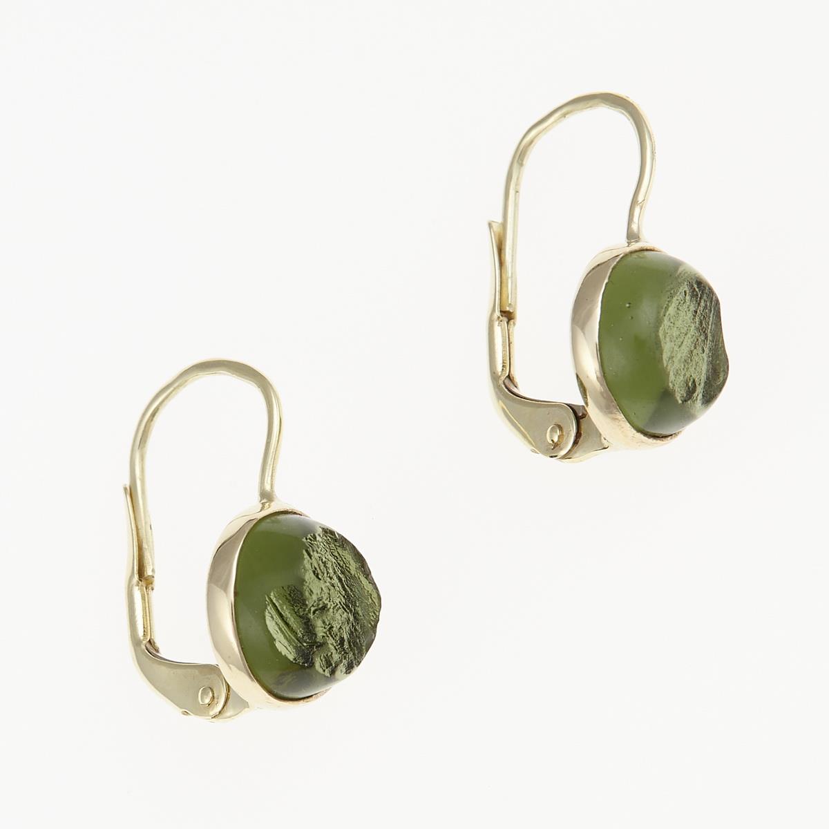 Gold earrings with moldavites MS26-298